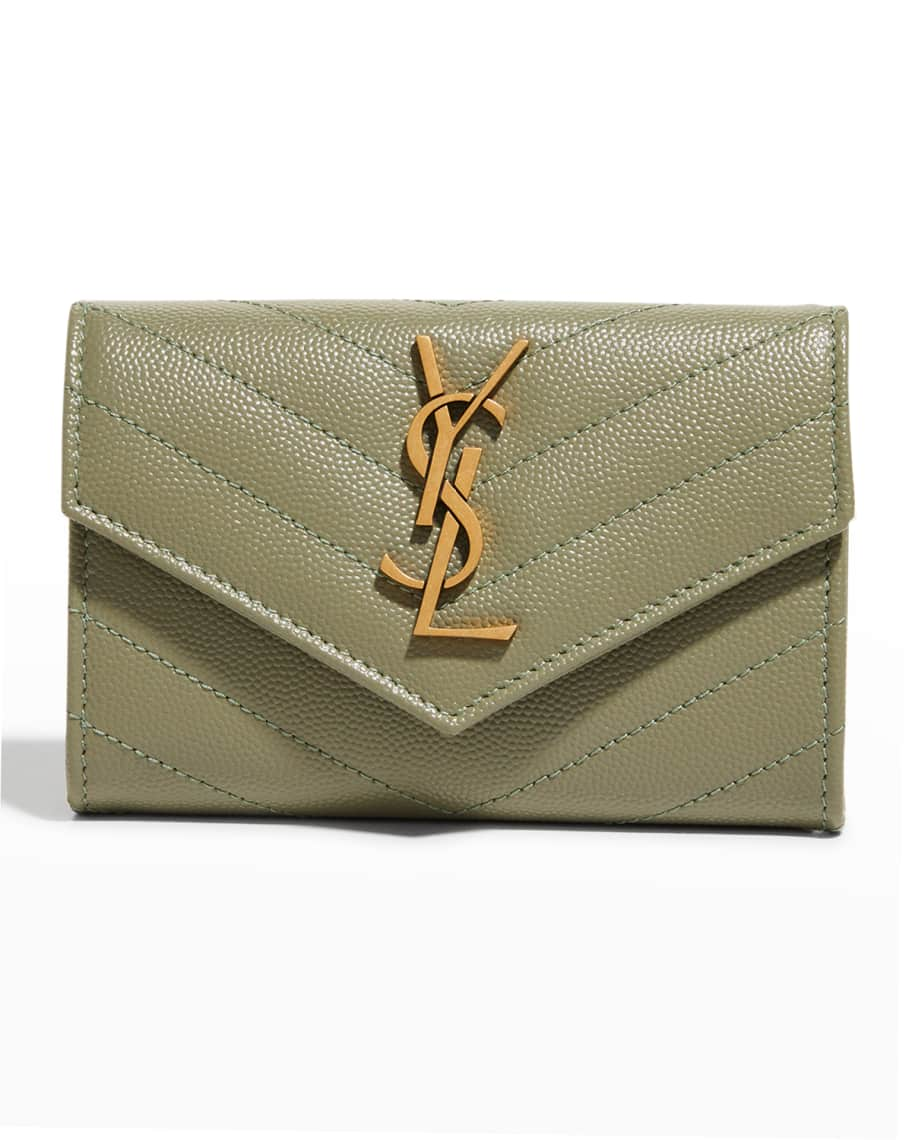 Monogram Small Leather Wallet in Beige - Saint Laurent