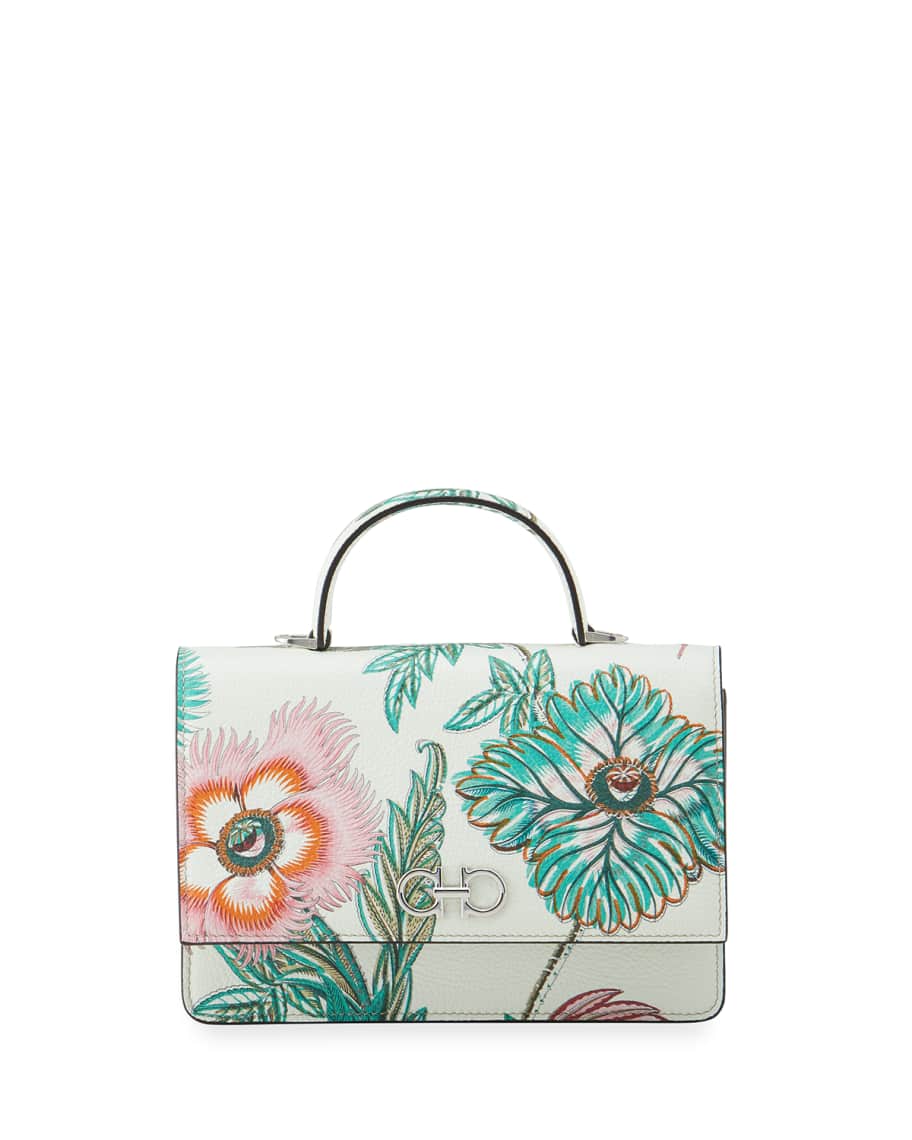 Salvatore Ferragamo Vara Floral-Print Leather Mini Crossbody Bag ...