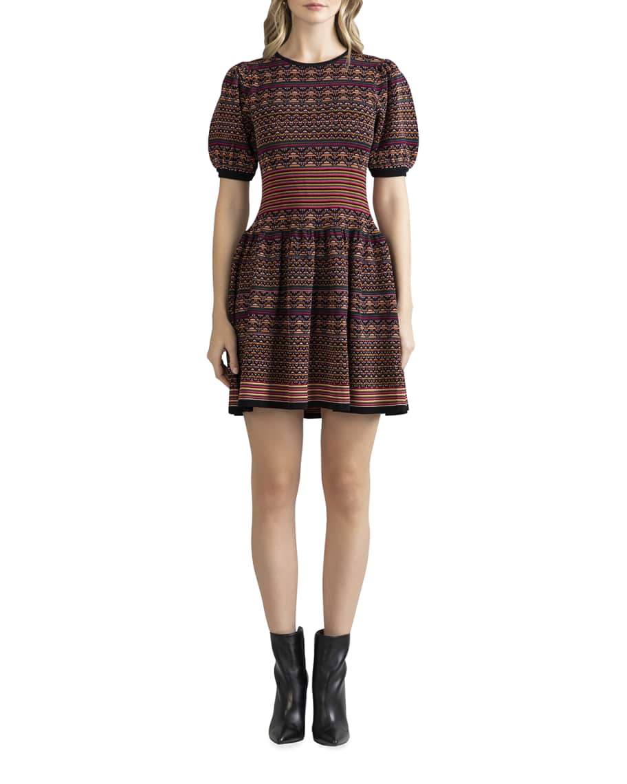 Shoshanna Tally Multi Stripe Textured Knit Dress | Neiman Marcus