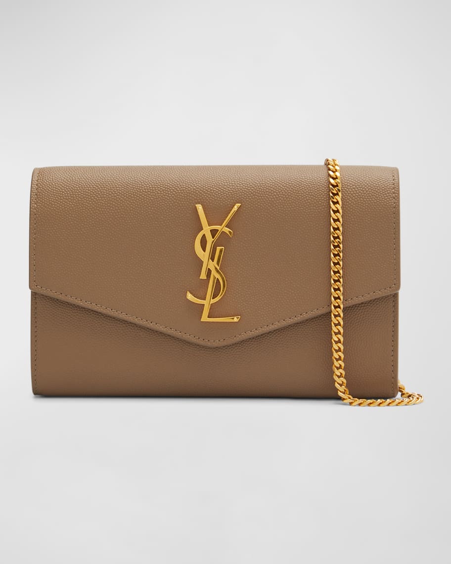 Saint Laurent Uptown YSL Monogram Grain de Poudre Wallet on Chain w