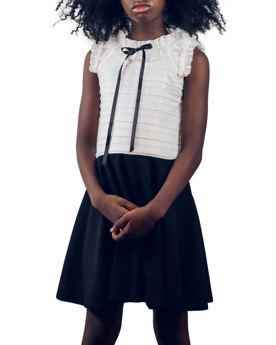 Zoe Girl's Margot Colorblock Ruffle Knit Swing Dress, Size 716 Neiman Marcus