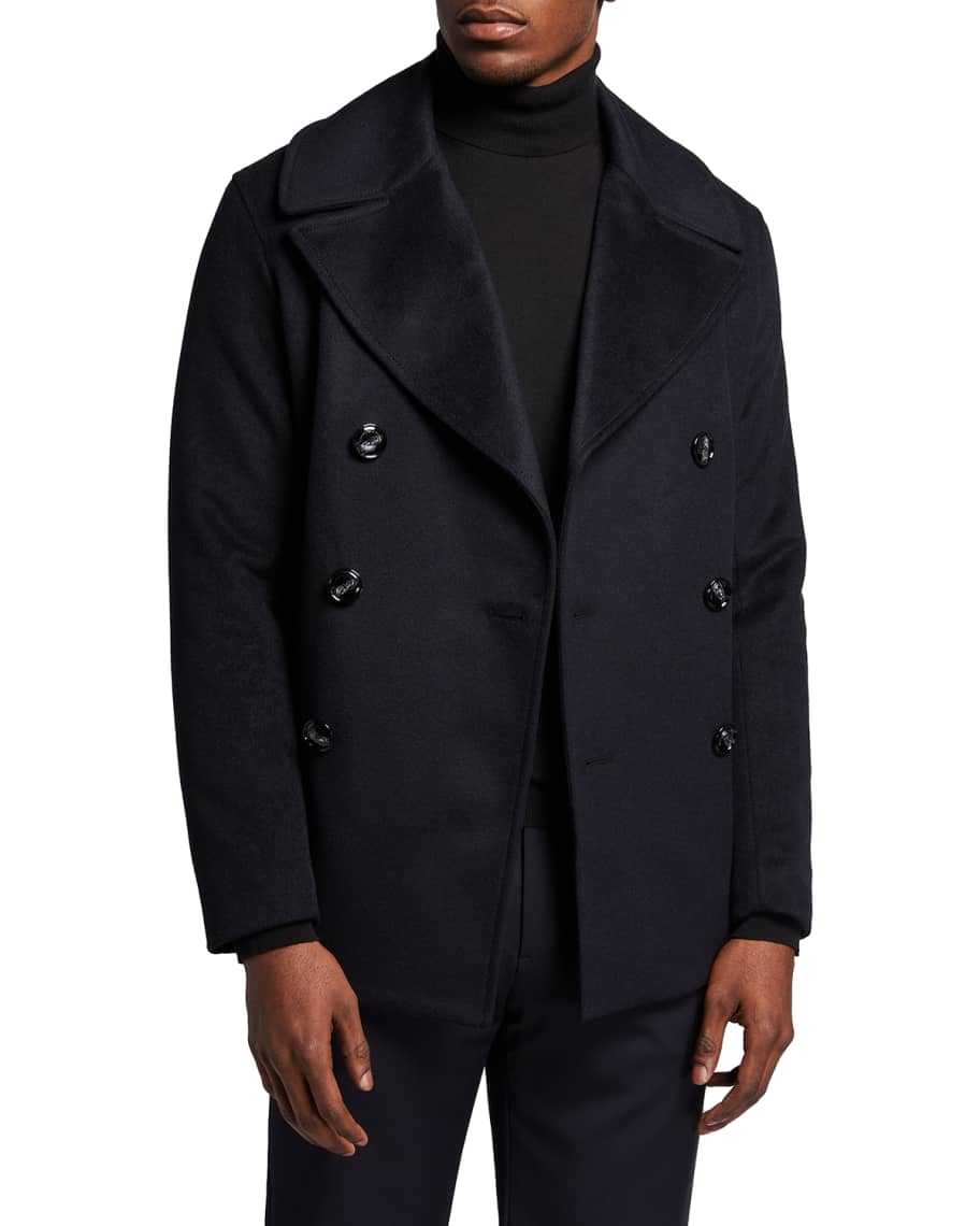 Emporio Armani Men's Cashmere-Wool Peacoat | Neiman Marcus