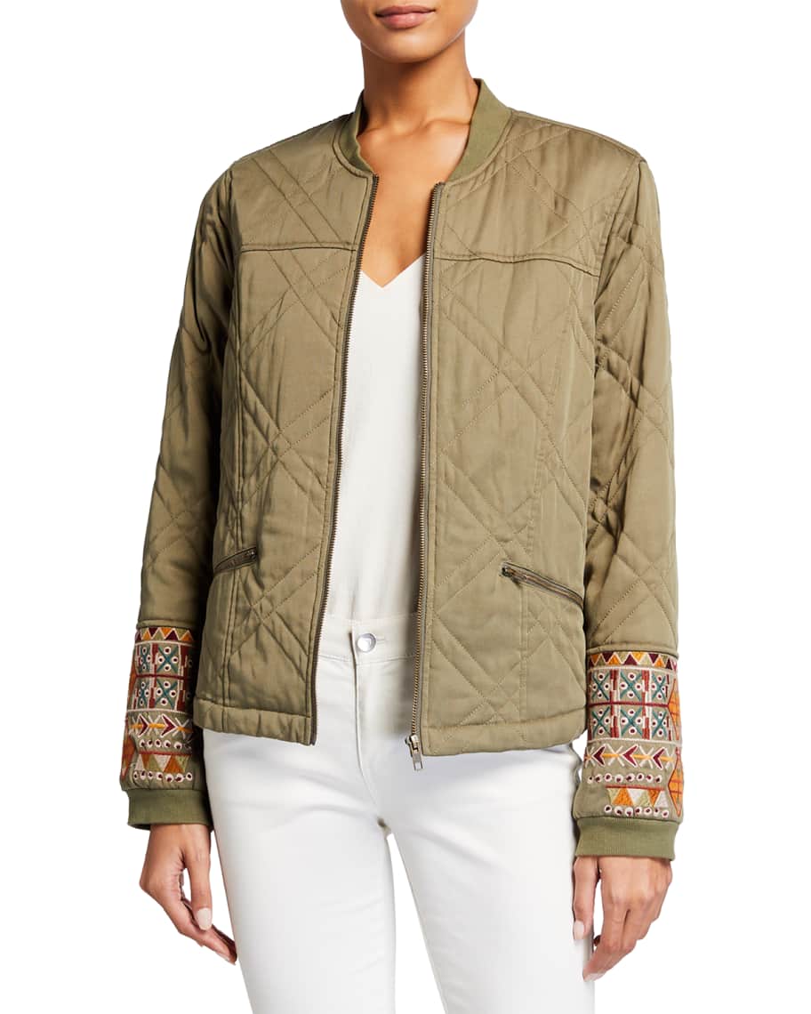 Johnny Was Leigh Quilted Seamed Bomber Jacket | Neiman Marcus