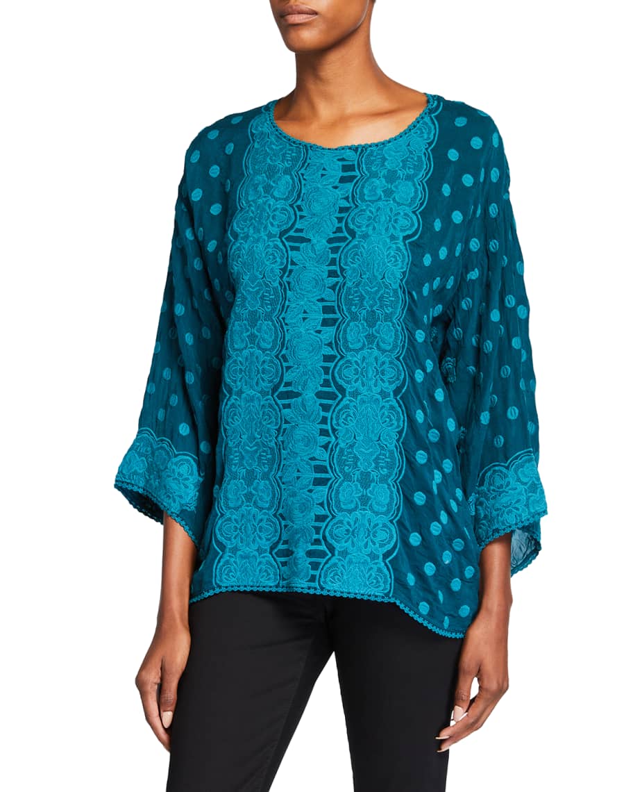 Johnny Was Binx Embroidered Dot Top | Neiman Marcus