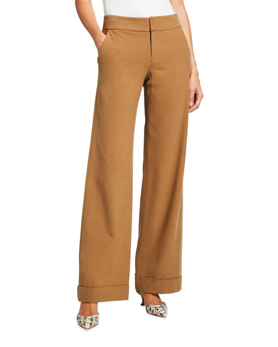 Alice + Olivia Dylan Low-Rise Cuffed Wide-Leg Pants | Neiman Marcus