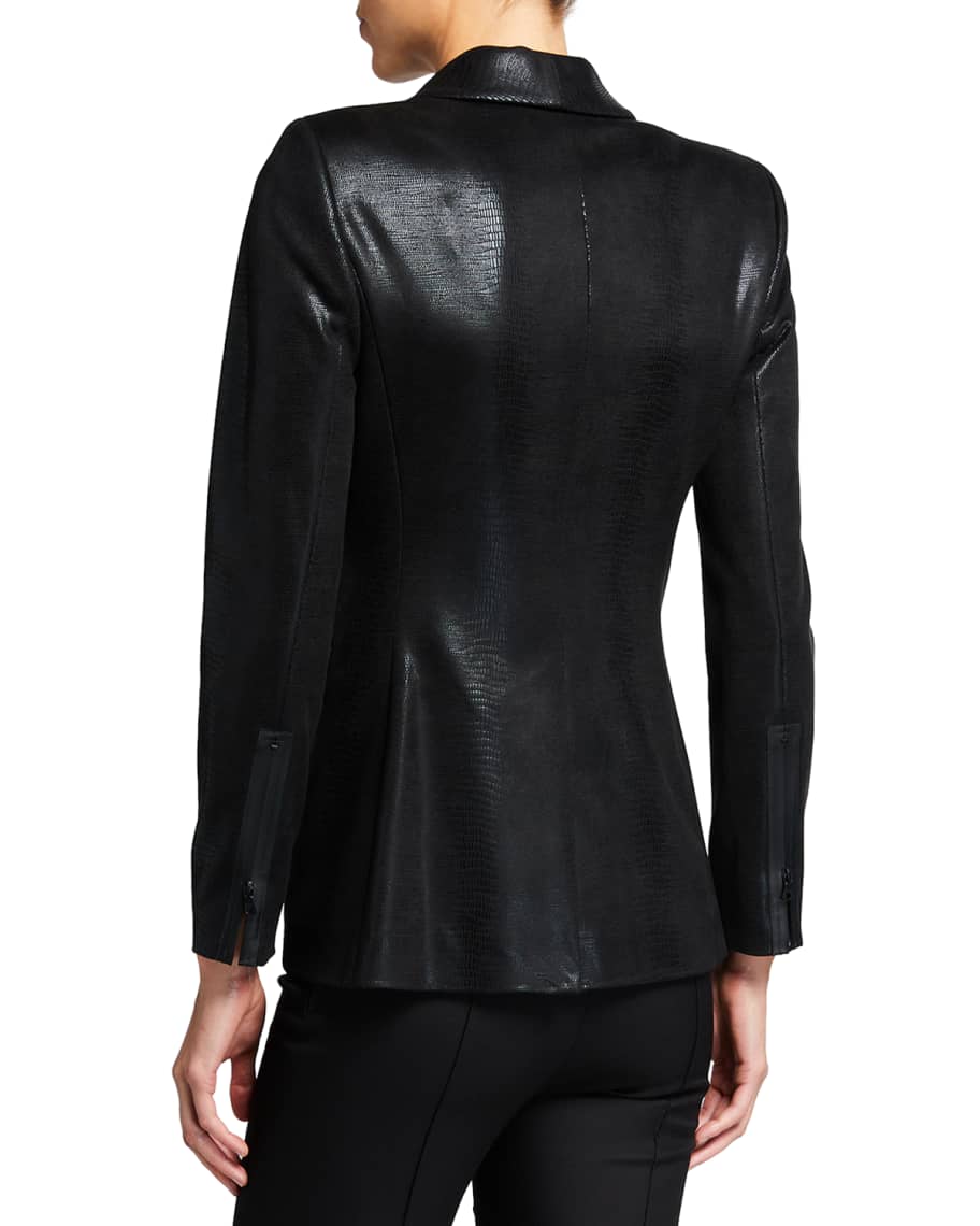 Alice + Olivia Richie Faux-Leather Fitted Blazer | Neiman Marcus