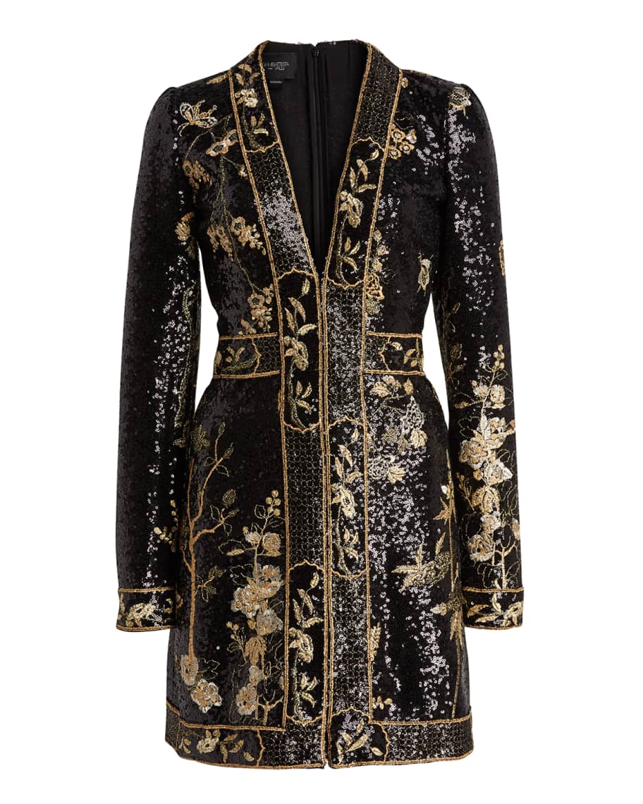Giambattista Valli Sequin Embroidered Motif Coat Dress | Neiman Marcus