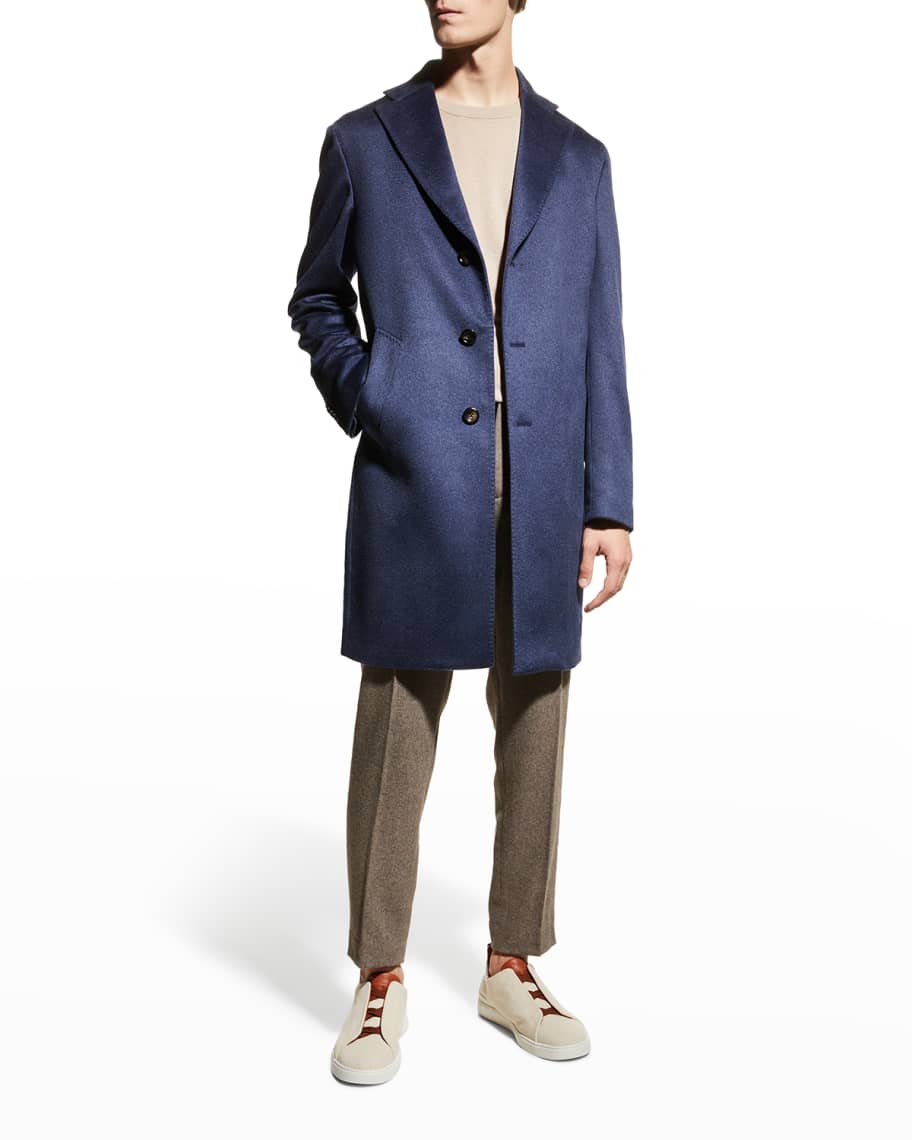 Neiman Marcus Men's Solid Cashmere Topcoat | Neiman Marcus