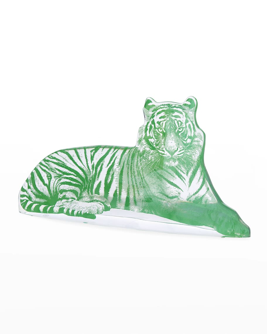 Jonathan Adler Green Acrylic Tiger Sculpture