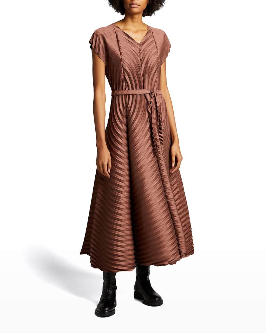 Issey Miyake Circle Pleats Belted Dress | Neiman Marcus