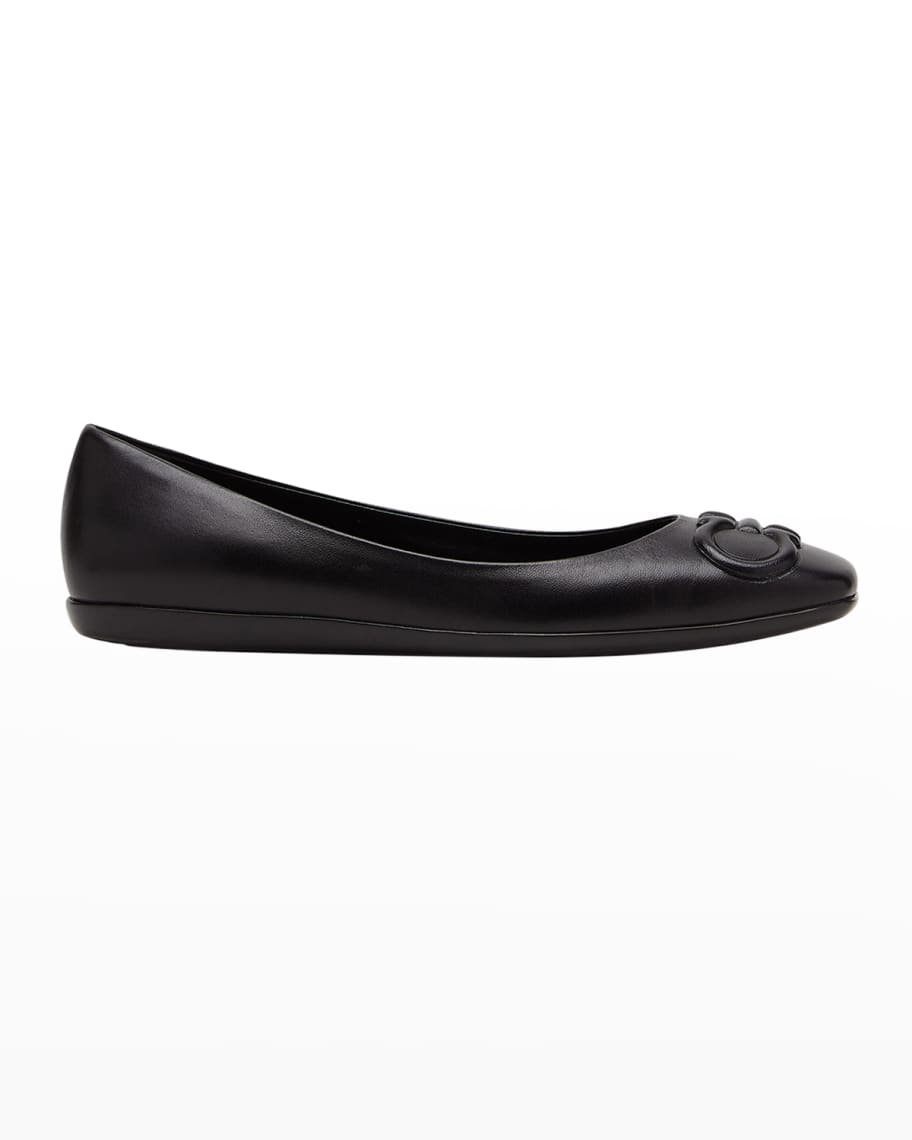 Salvatore Ferragamo Peony Napa Gancini Ballerina Flats | Neiman Marcus