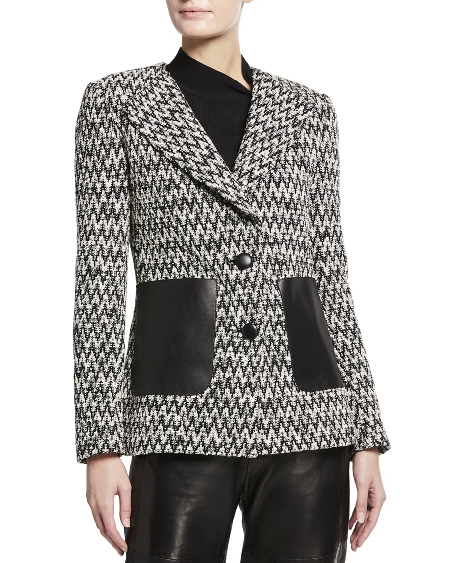 St. John Collection Chevron Boucle Knit Jacket | Neiman Marcus