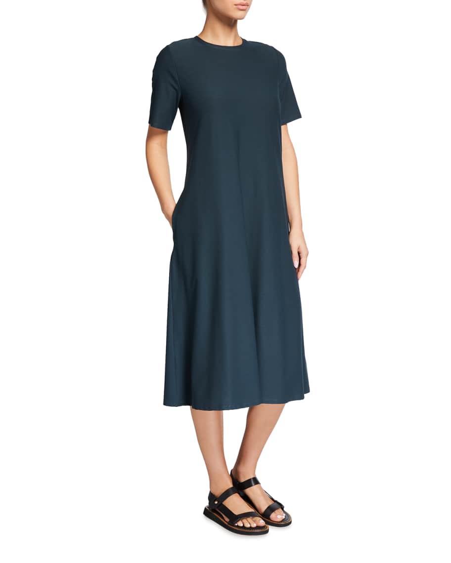 spaghetti strap stretch crepe midi dress