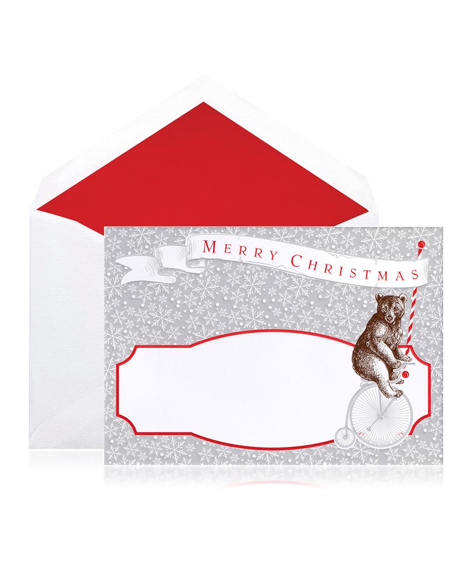 Bell'INVITO Circus Bear Merry Christmas Cards - Boxed Set of 10