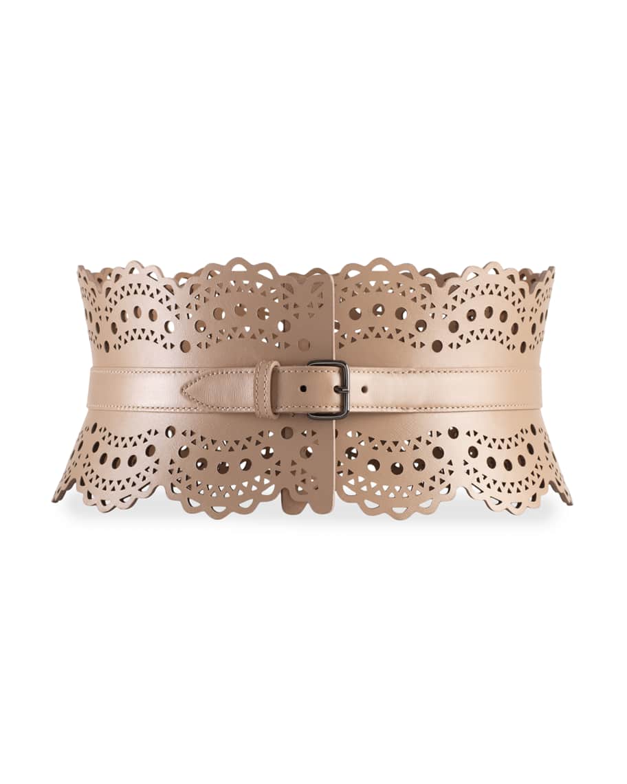 ベルト Alaia Vienne Thin Perforated Leather Belt ALAIA Vienne Thin Laser-Cut Leather Belt - Bergdorf Goodman