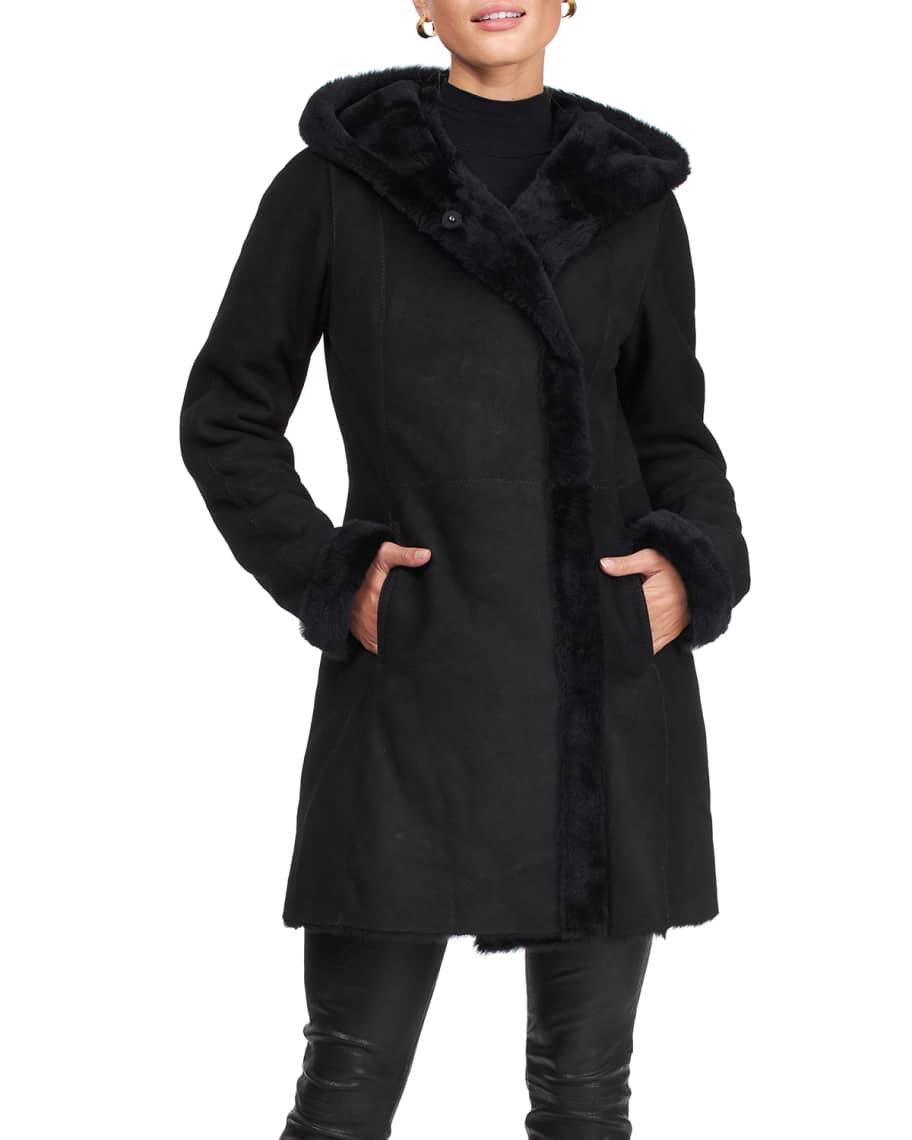 HiSO Hooded Shearling Fur Stroller Coat | Neiman Marcus