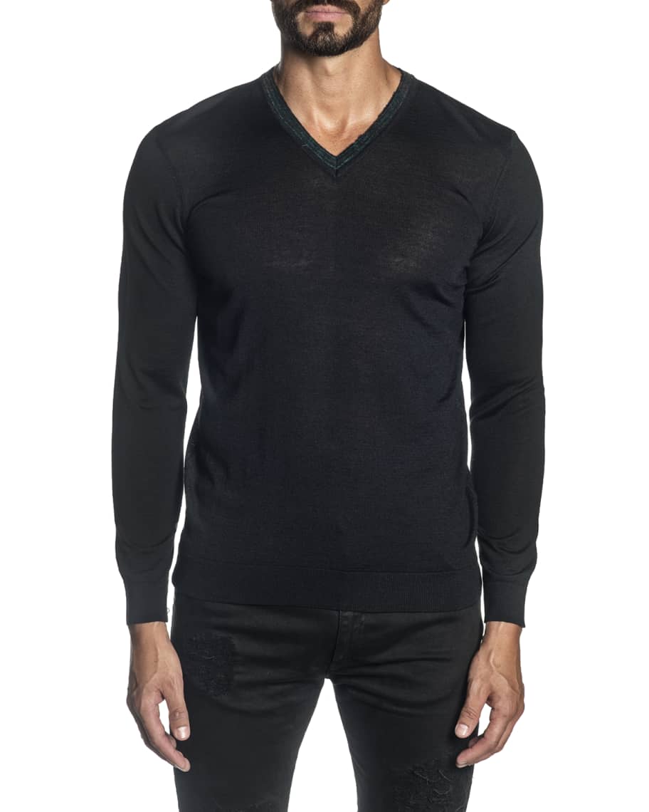 Jared Lang Men's Knit V-Neck Pullover Sweater | Neiman Marcus