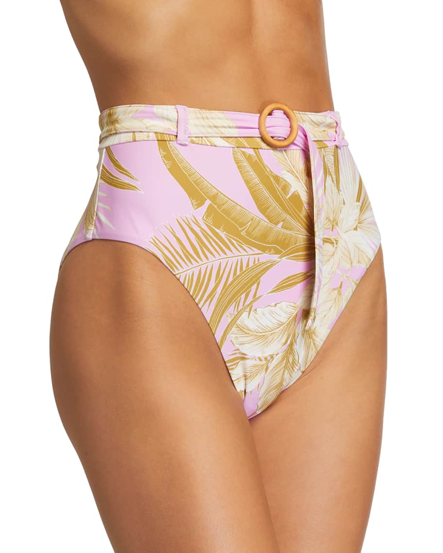 Letarte Beatrice Floral-Print High-Waist Belted Bikini Bottom | Neiman  Marcus