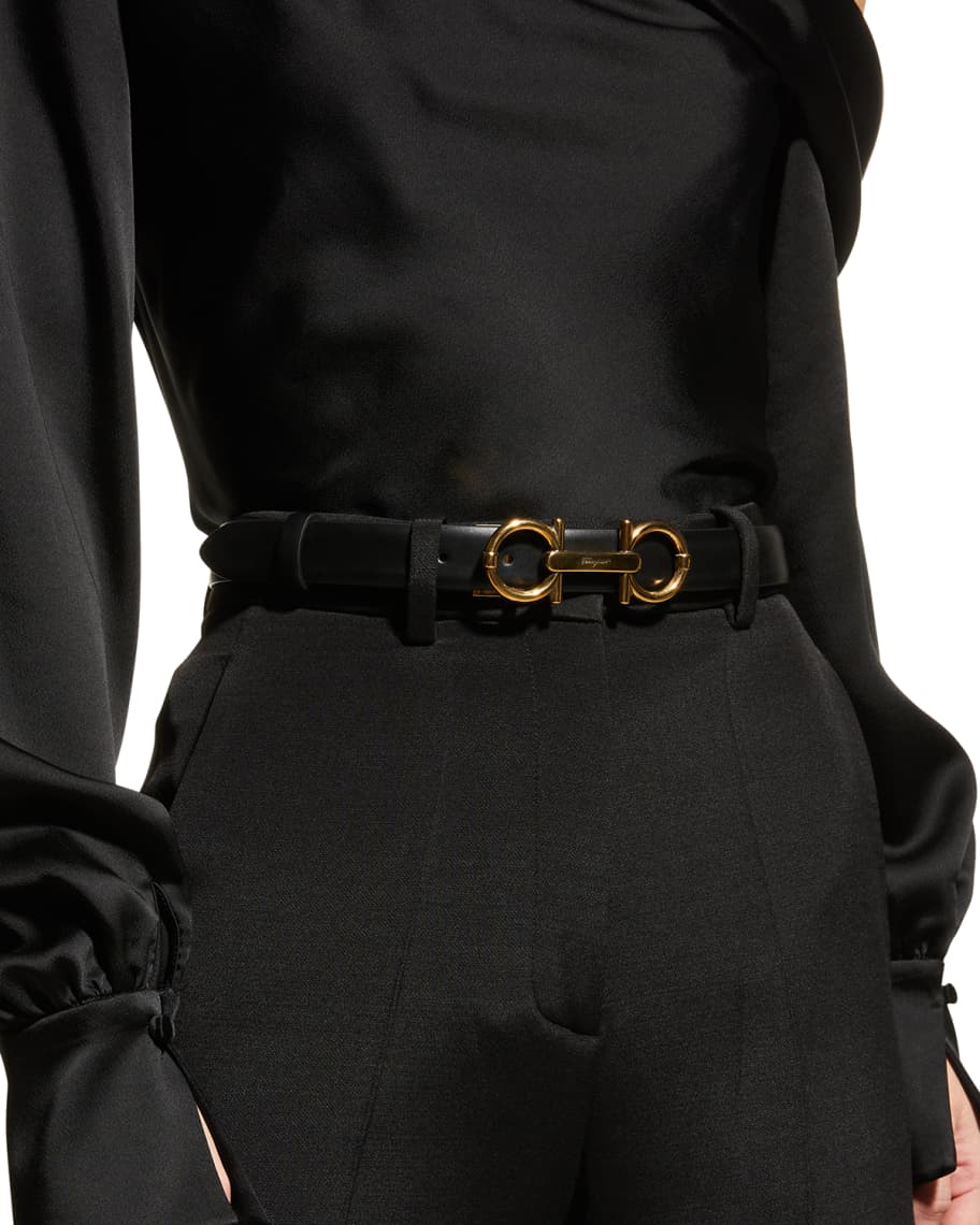 Image 2 of 2: Gancini-Buckle Leather Belt