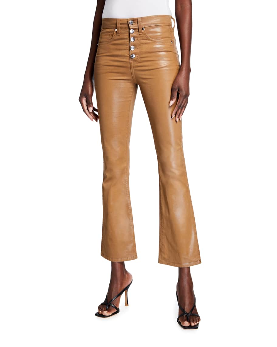 Veronica Beard Jeans Carolyn Kick-Flare Coated Jeans | Neiman Marcus