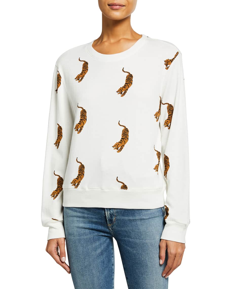 Monrow All Over Tiger Boyfriend Sweatshirt Neiman Marcus