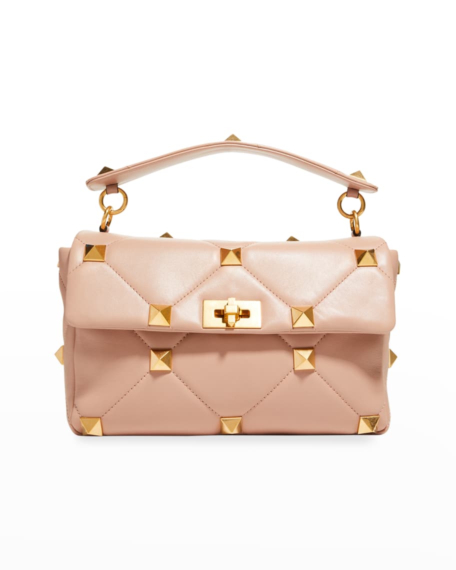 Valentino Garavani Women's Large Roman Stud The Shoulder Bag in Nappa with Chain - Rose Cannelle
