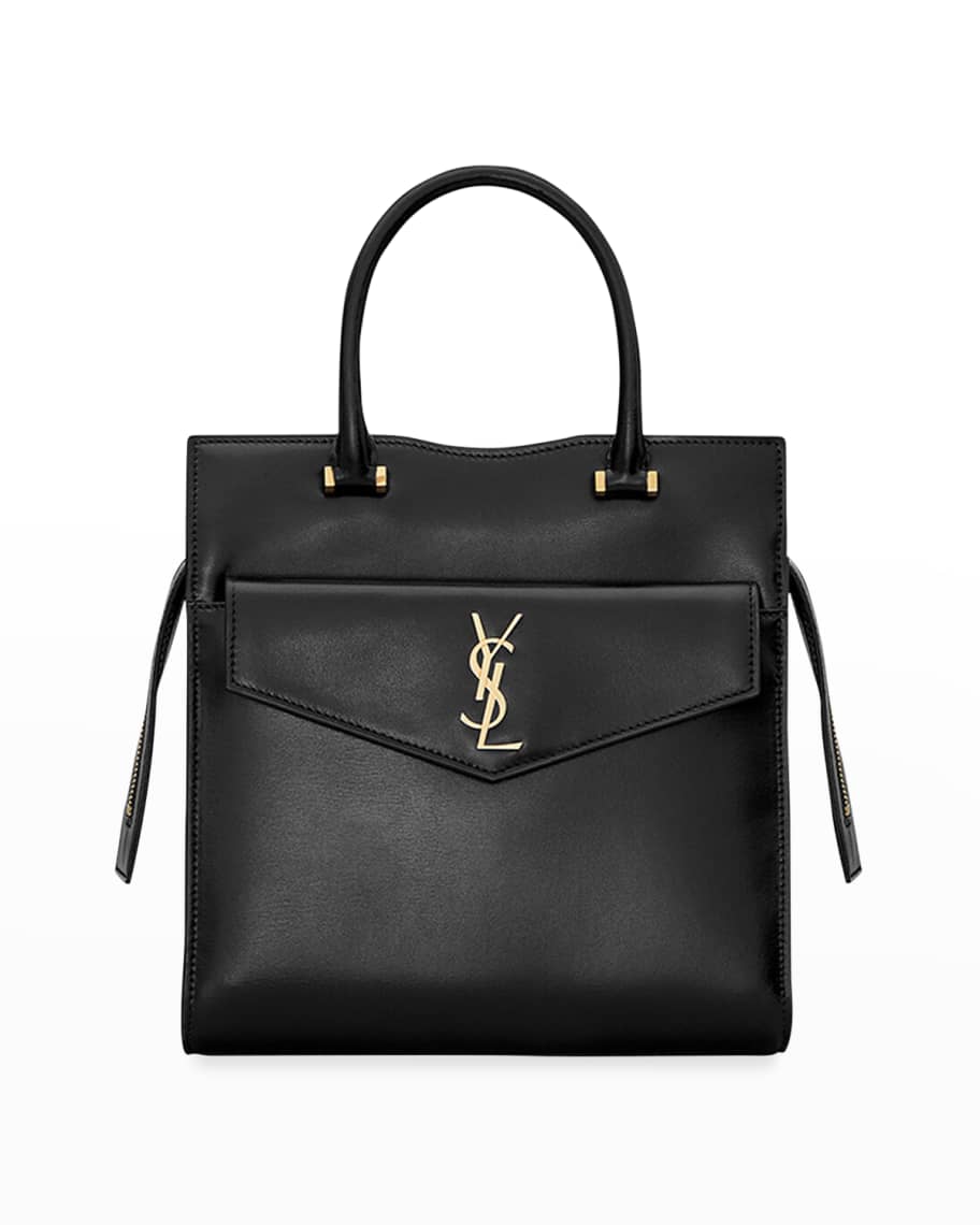 Saint Laurent Uptown Small Leather Tote Bag in Black