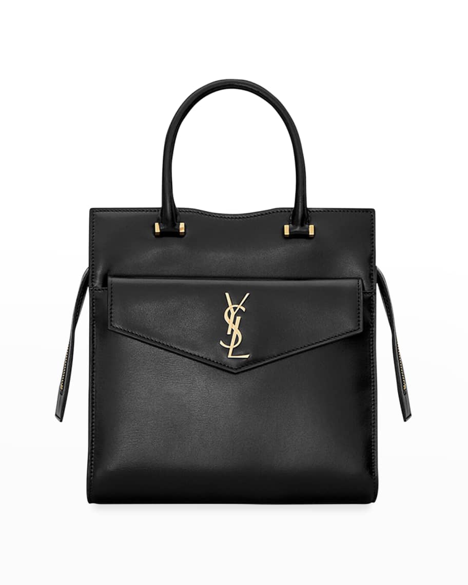Saint Laurent Uptown Small Shiny Smooth Leather Tote Bag Neiman Marcus