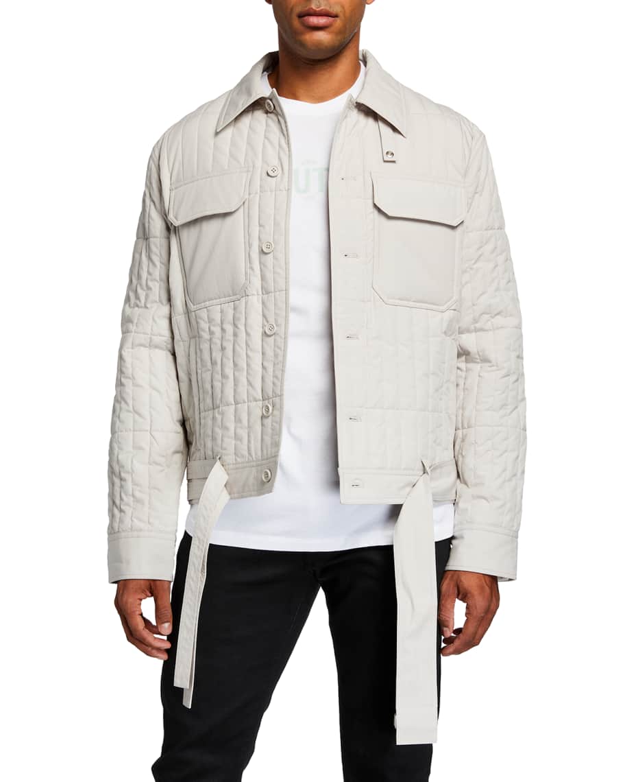 Helmut Lang Men's Quilted Jacket with Belt Neiman Marcus