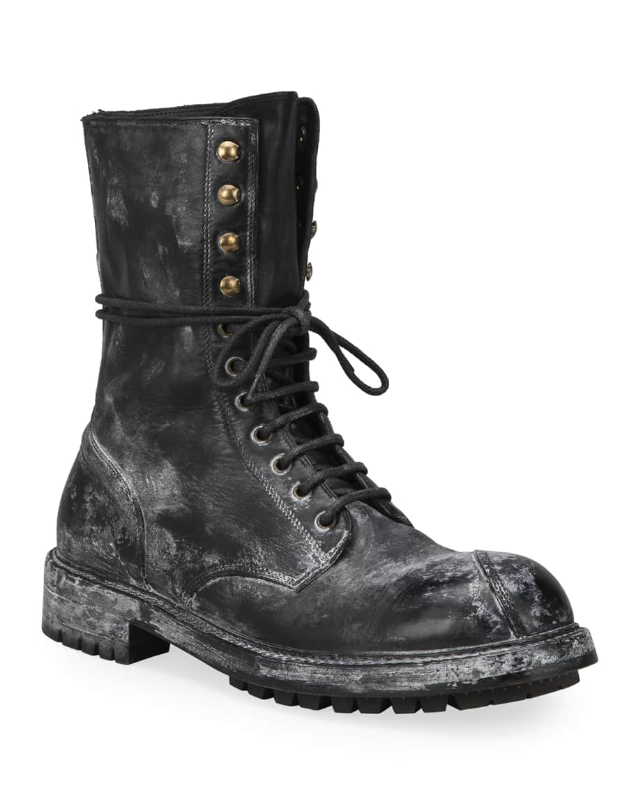 Christian Louboutin Men's Our Fight Zip Leather Combat Boots