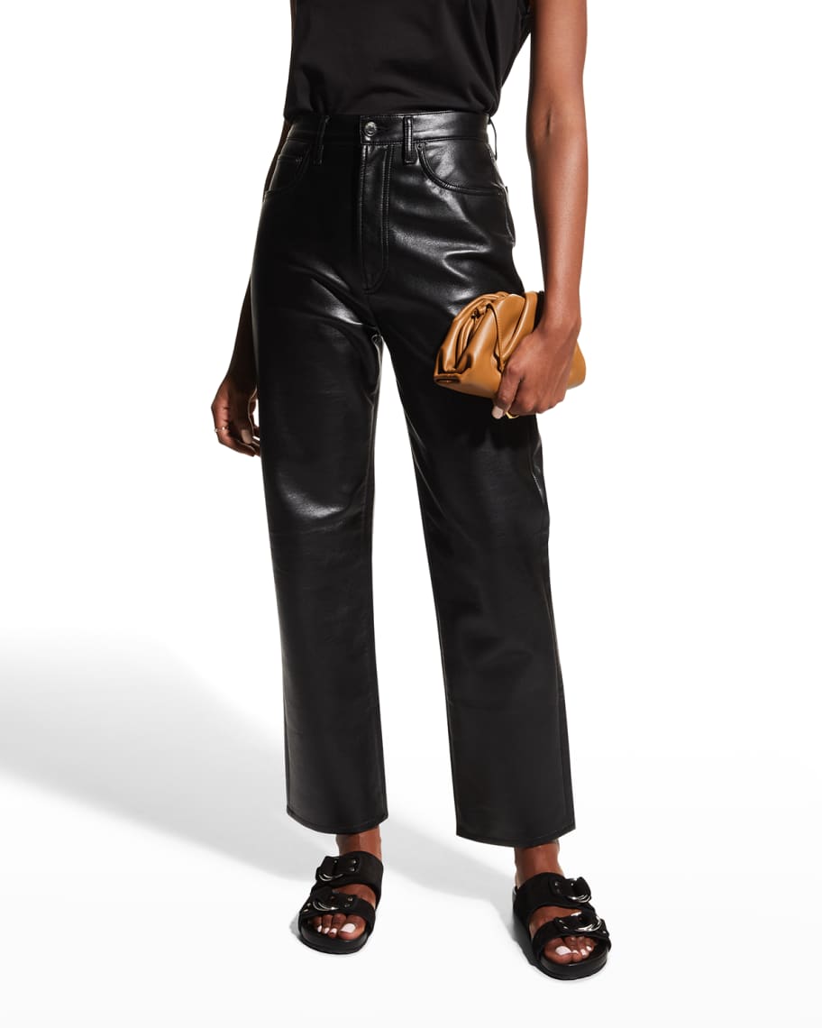 AGOLDE 90s Recycled Leather Pinched-Waist Pants | Neiman Marcus