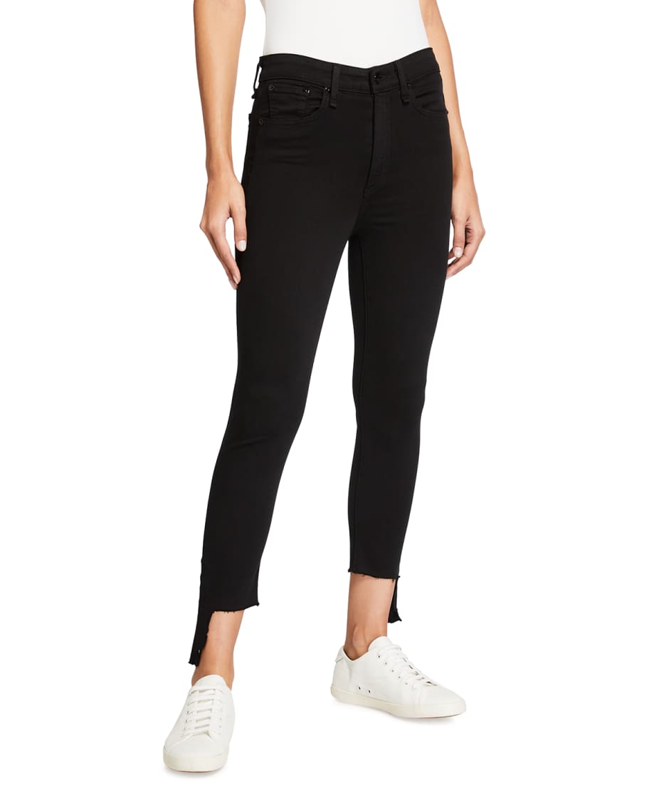 Rag and bone raw hem ankle skinny jeans black online