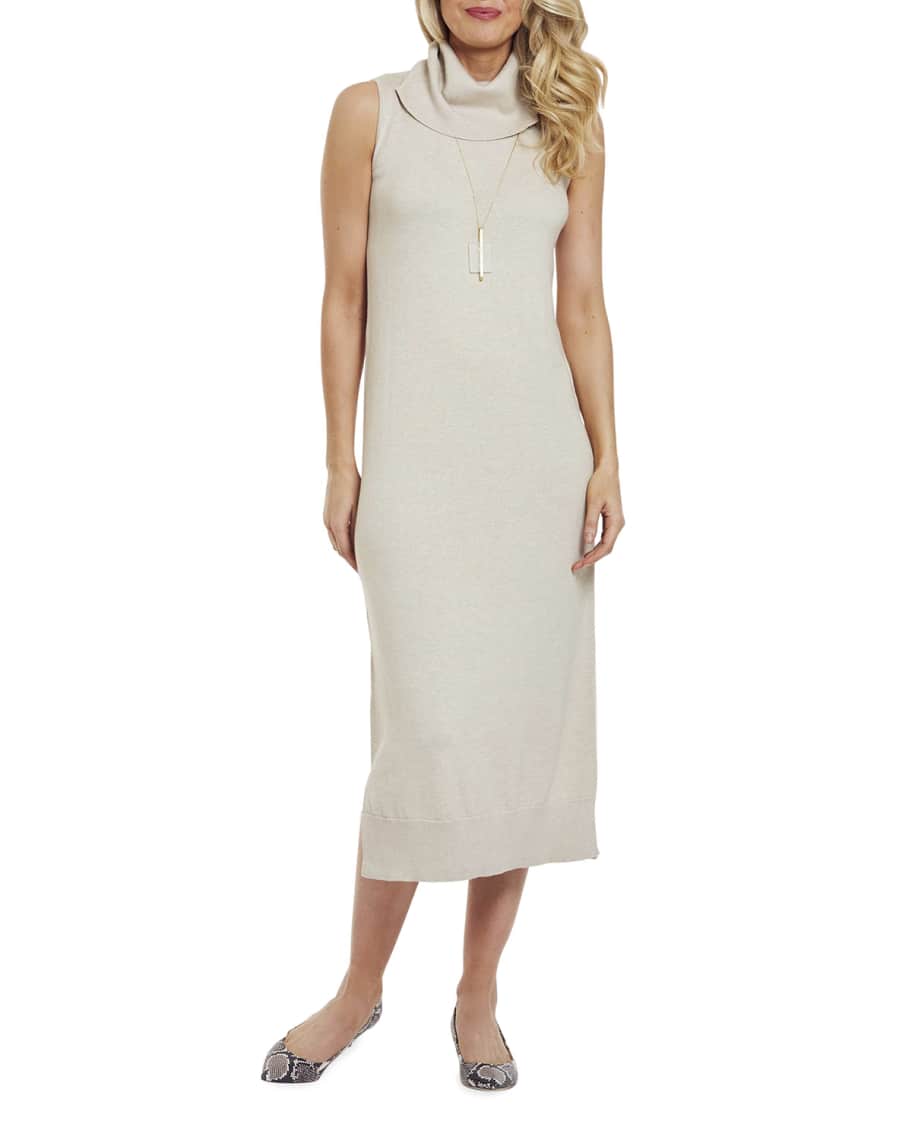 Petite Cowl Neck Sleeveless Long Sweater Dress