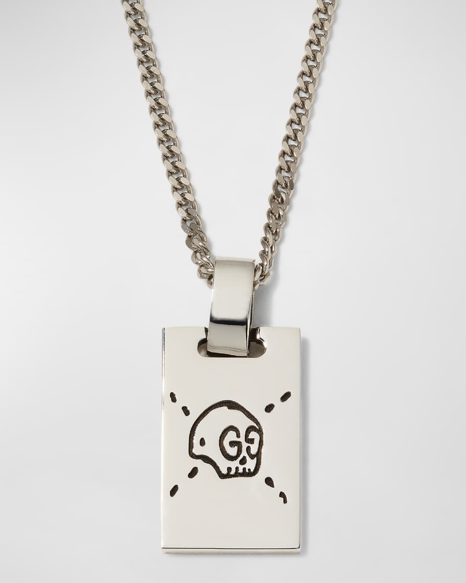 Gucci Men's Gucci Ghost Sterling Silver Pendant Necklace - Macy's