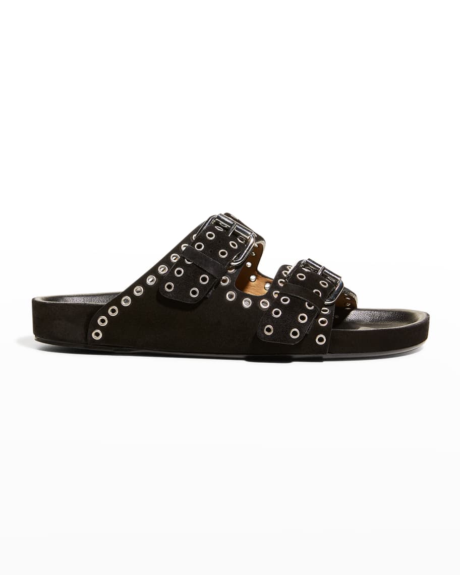 Isabel Marant Lennyo Eyelet Studded Suede Sandals | Neiman Marcus