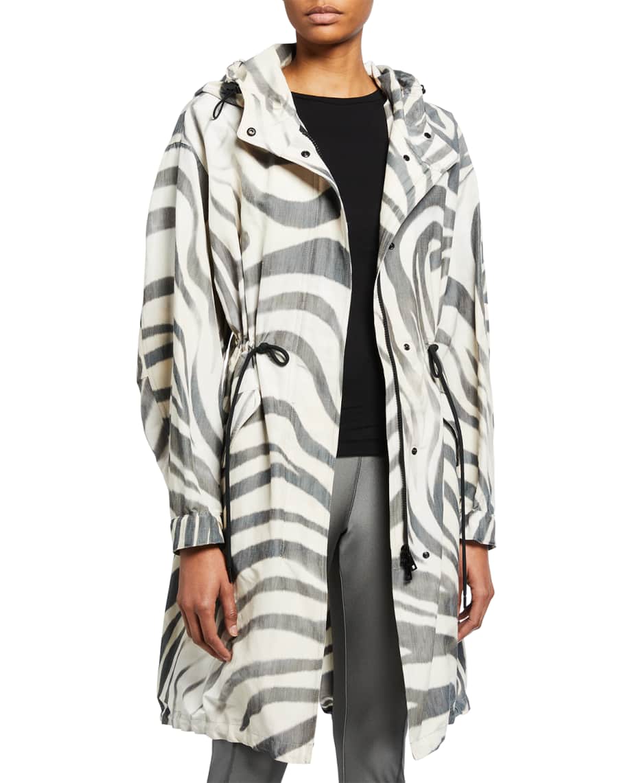 MONCLER Achird ゼブラ　コート Moncler Achird Zebra Stripe Long Jacket | Neiman Marcus