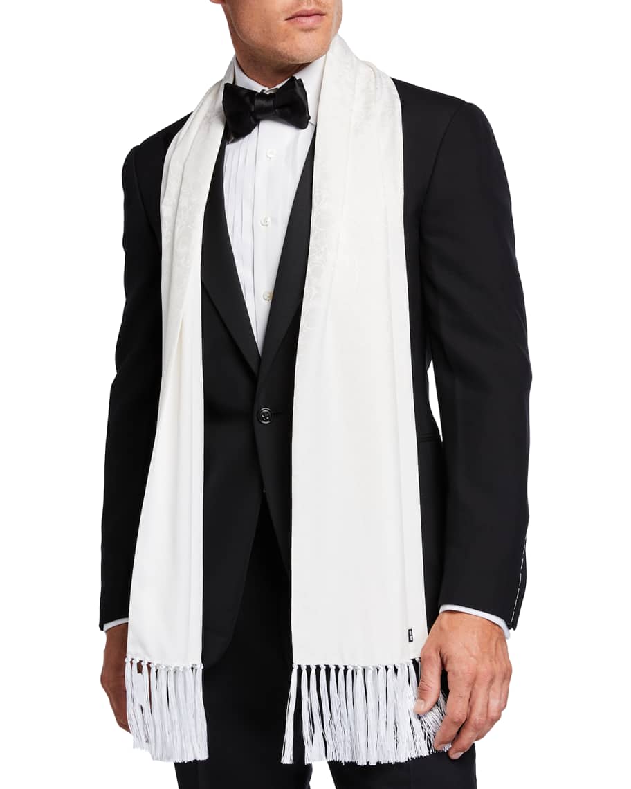 mens white silk dress scarf La Scala