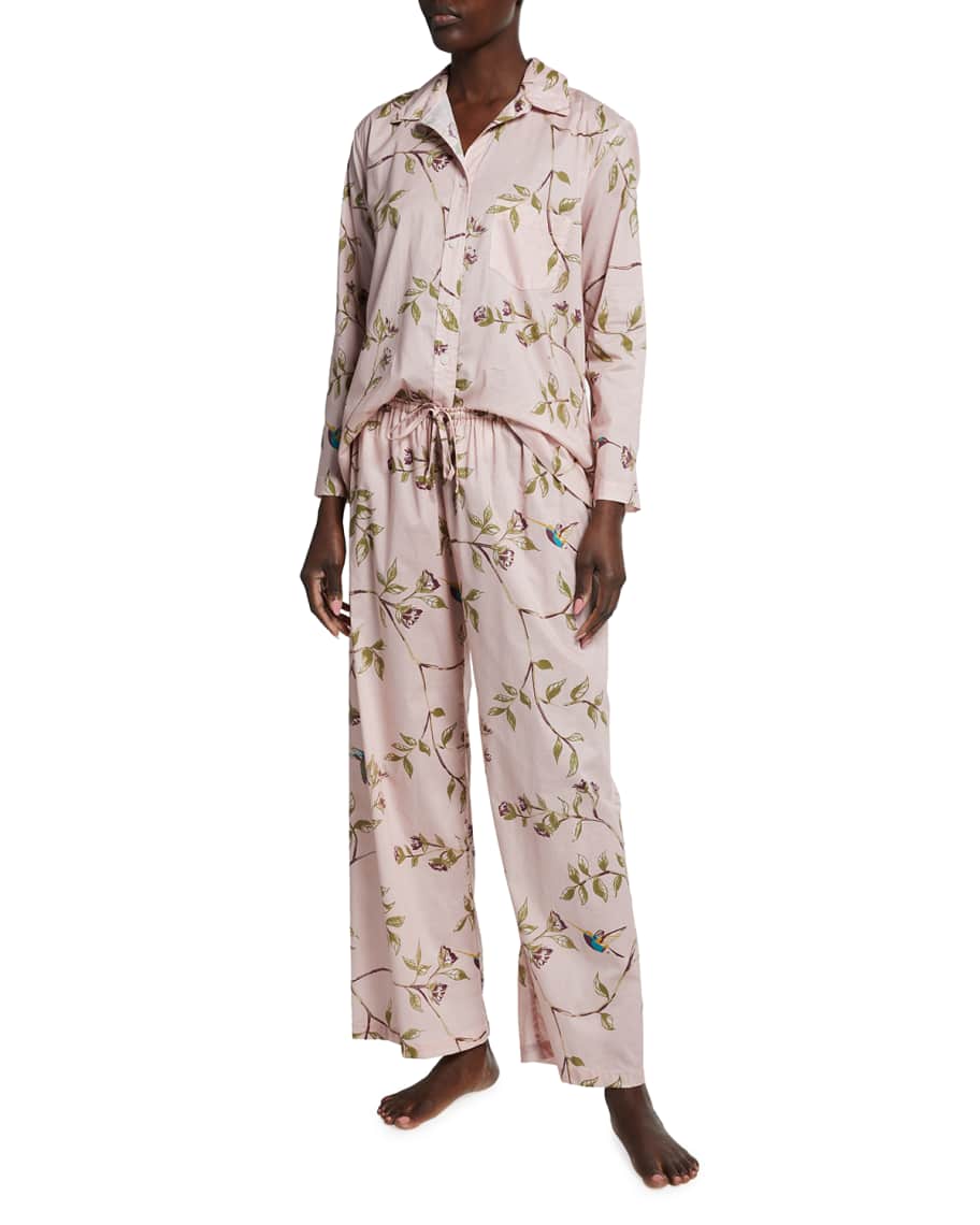 Pour Les Femmes Hummingbird Printed Cotton Pajama Set | Neiman Marcus