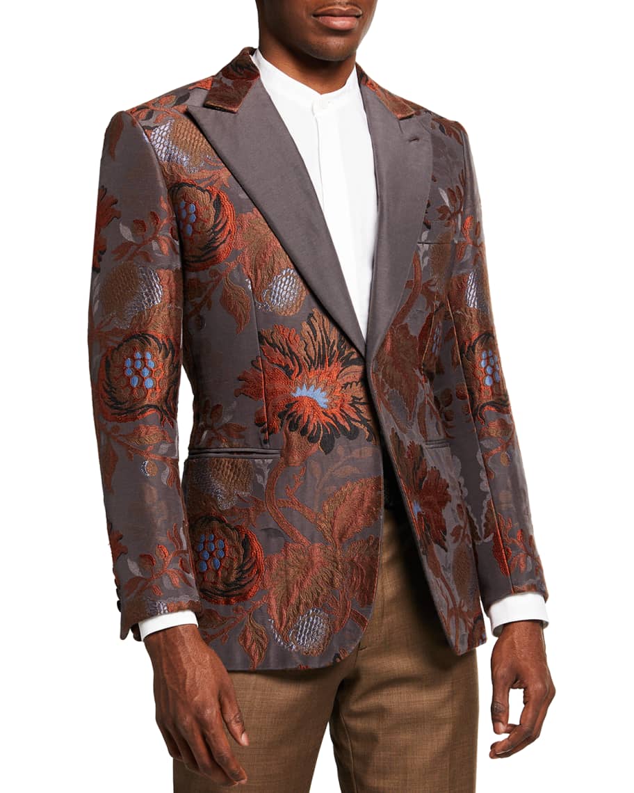 Brioni Men's Embroidered Floral Dinner Jacket | Neiman Marcus