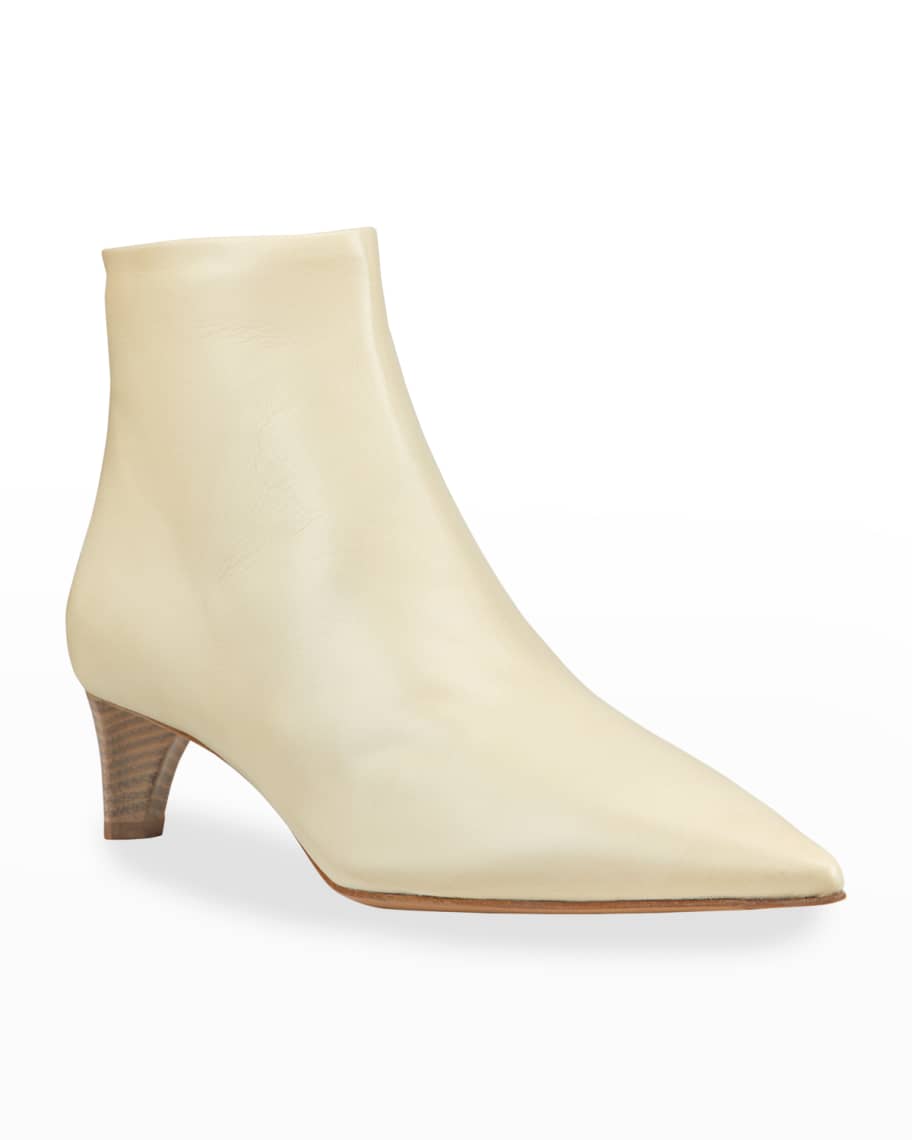 Jil Sander Zip Calfskin Kitten-Heel Ankle Booties | Neiman Marcus