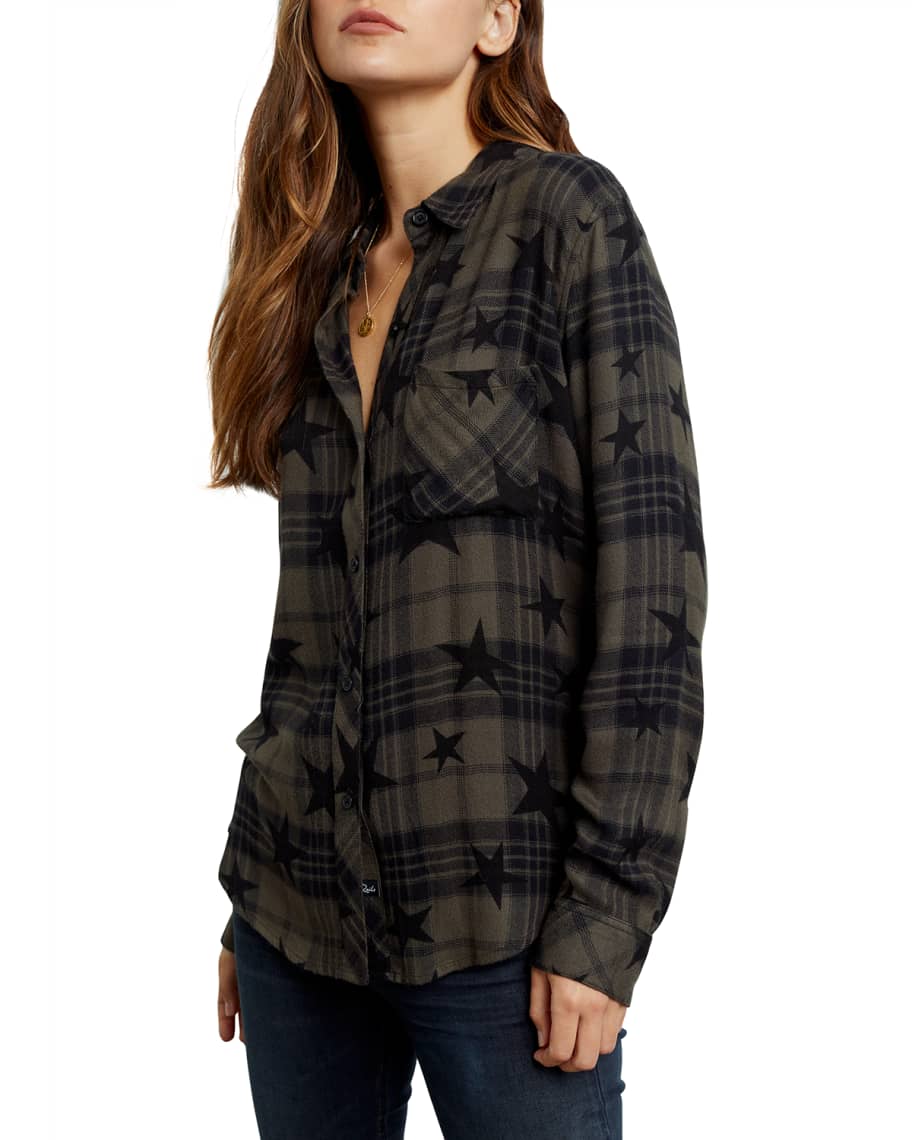star print button down