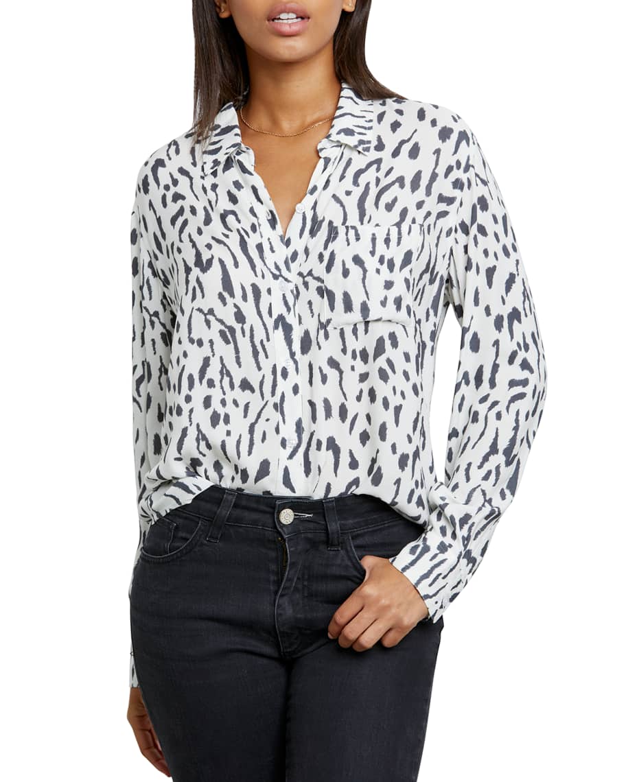 Rails Rocsi Cheetah-Print Long-Sleeve Shirt | Neiman Marcus