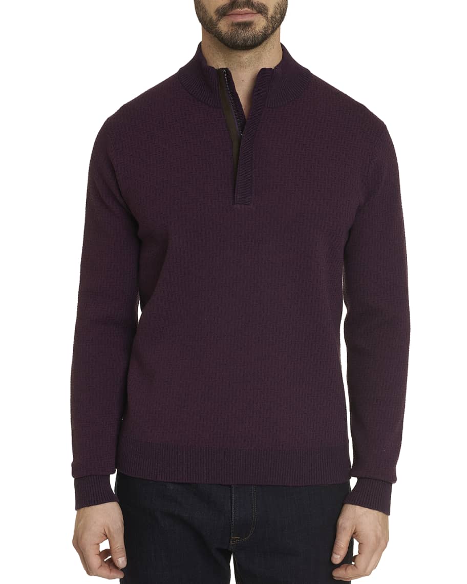 Robert Graham Men's Brennand Mock-Neck Quarter-Zip Sweater | Neiman Marcus