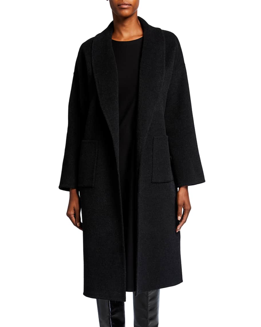 Eileen Fisher Shawl Collar Wool-Cashmere Coat | Neiman Marcus