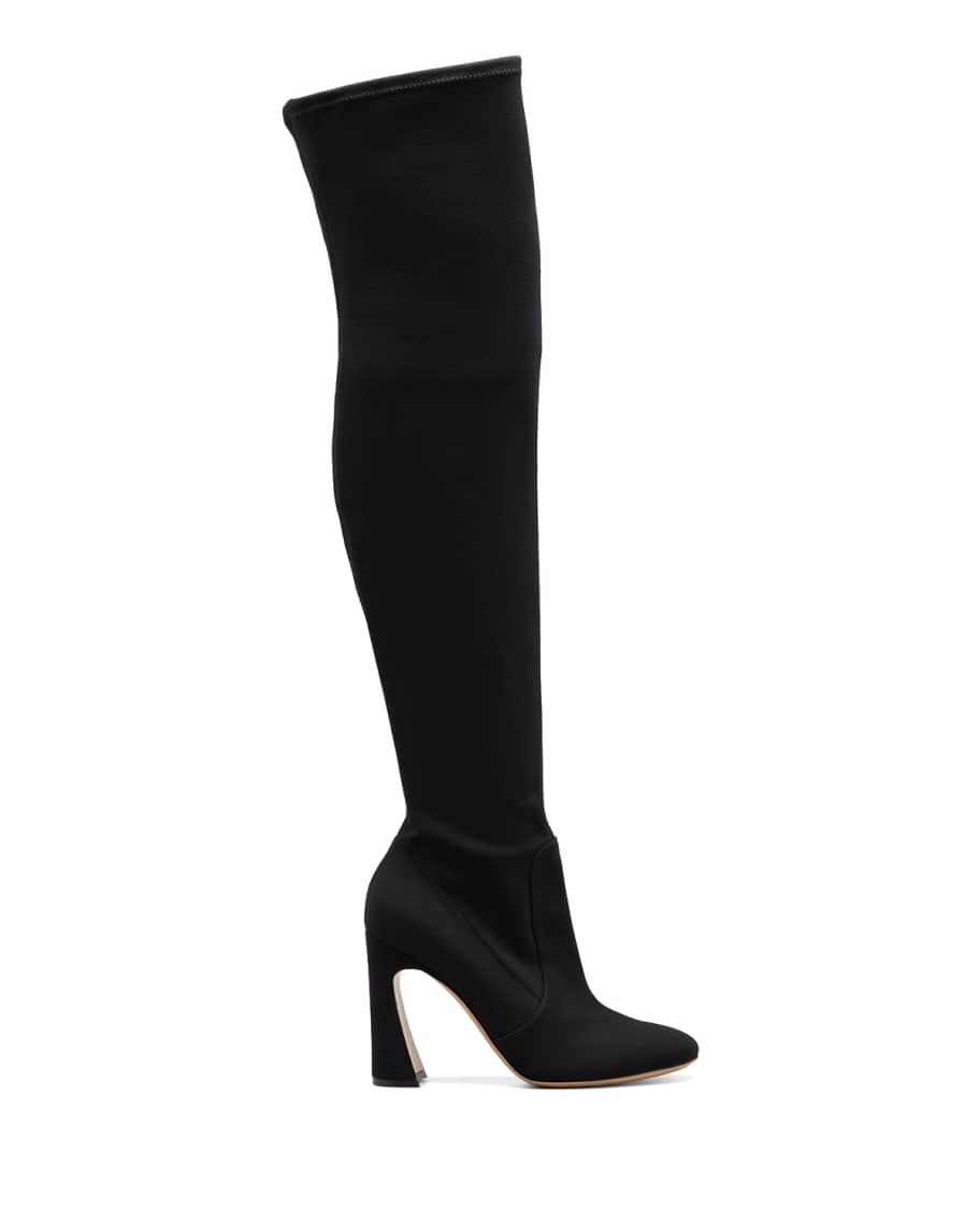 Gianvito Rossi Stretch Twill 100mm Over-The-Knee Boots | Neiman Marcus