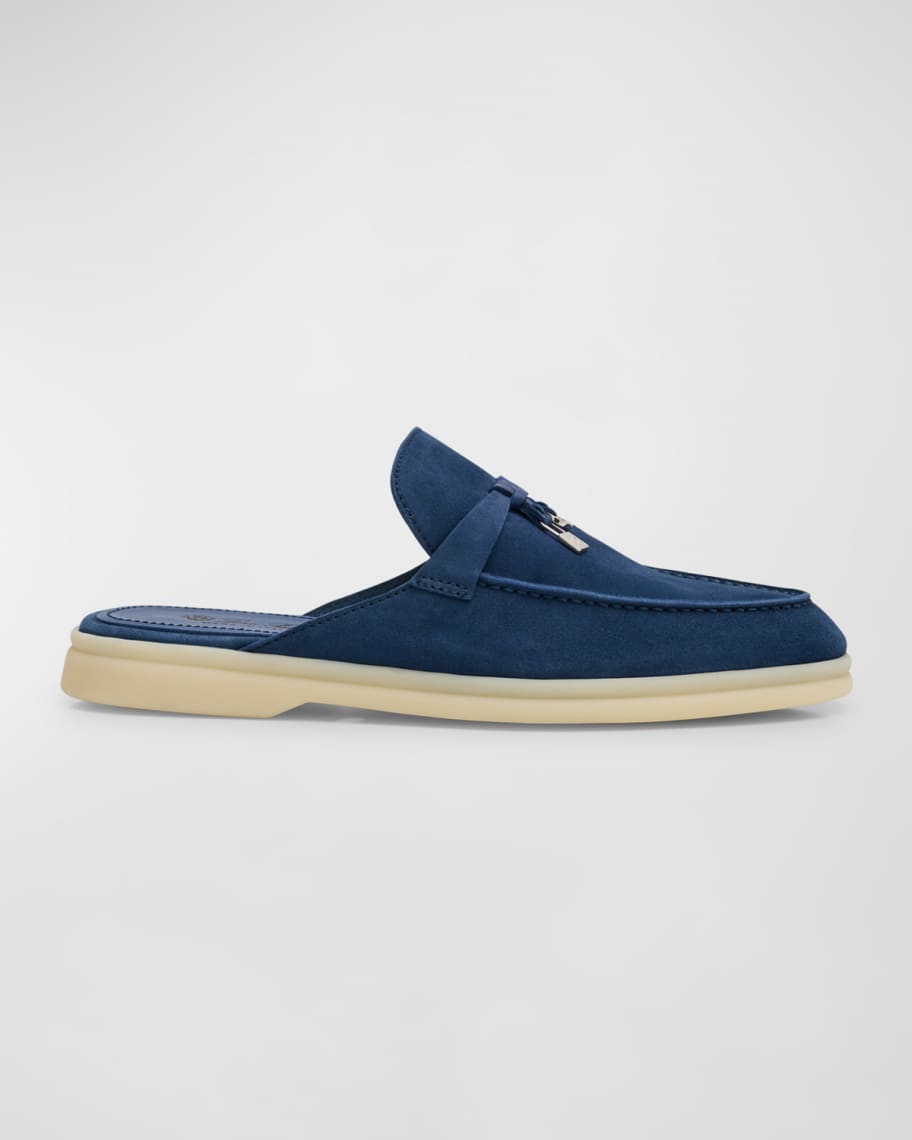Loro Piana Babouche Charms Walk Suede Mule Loafers