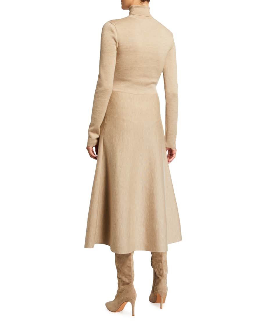 Image 2 of 2: Betti Double-Knit Cashmere/Silk Turtleneck Dress