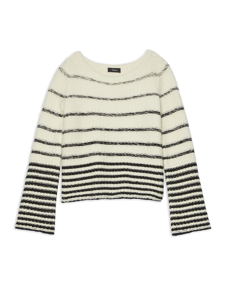Theory Uneven Stripe Felted Wool Sweater | Neiman Marcus