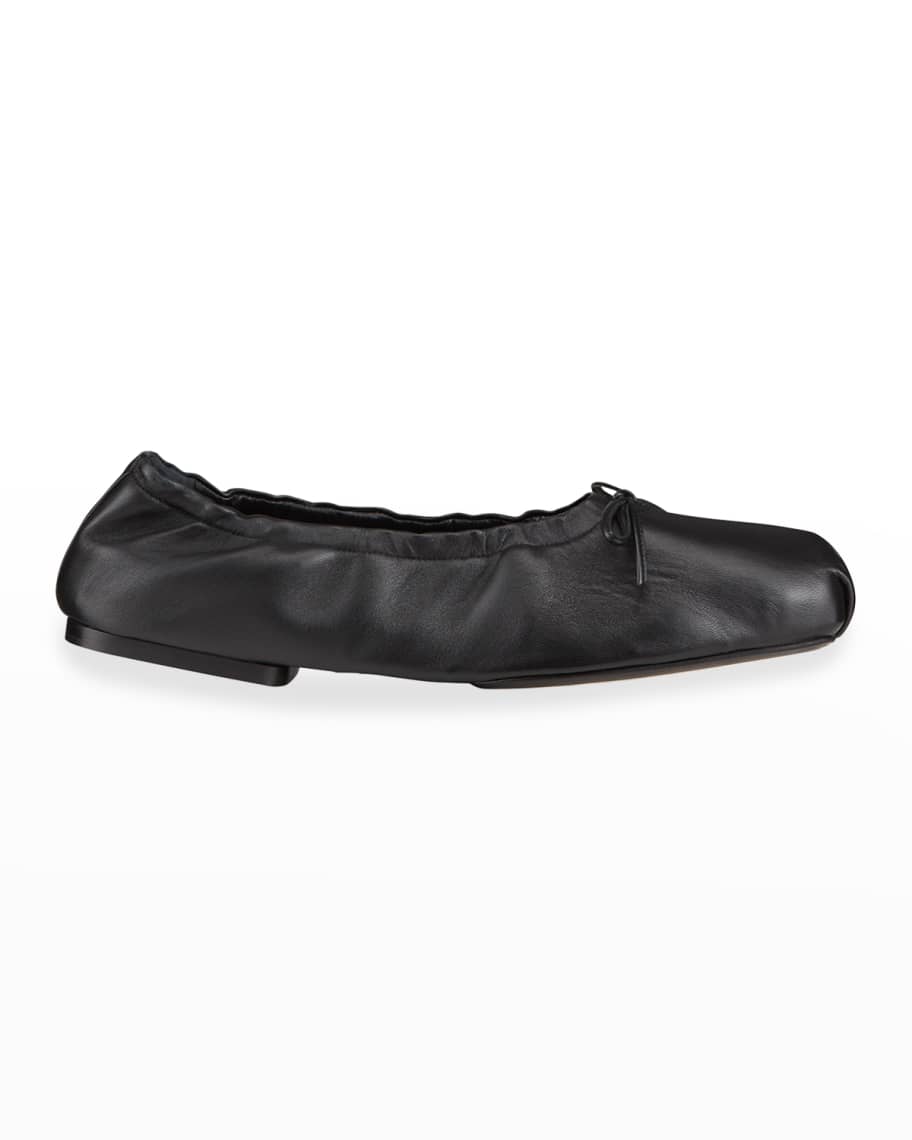Khaite Ashland Square-Toe Leather Ballerina Flats | Neiman Marcus