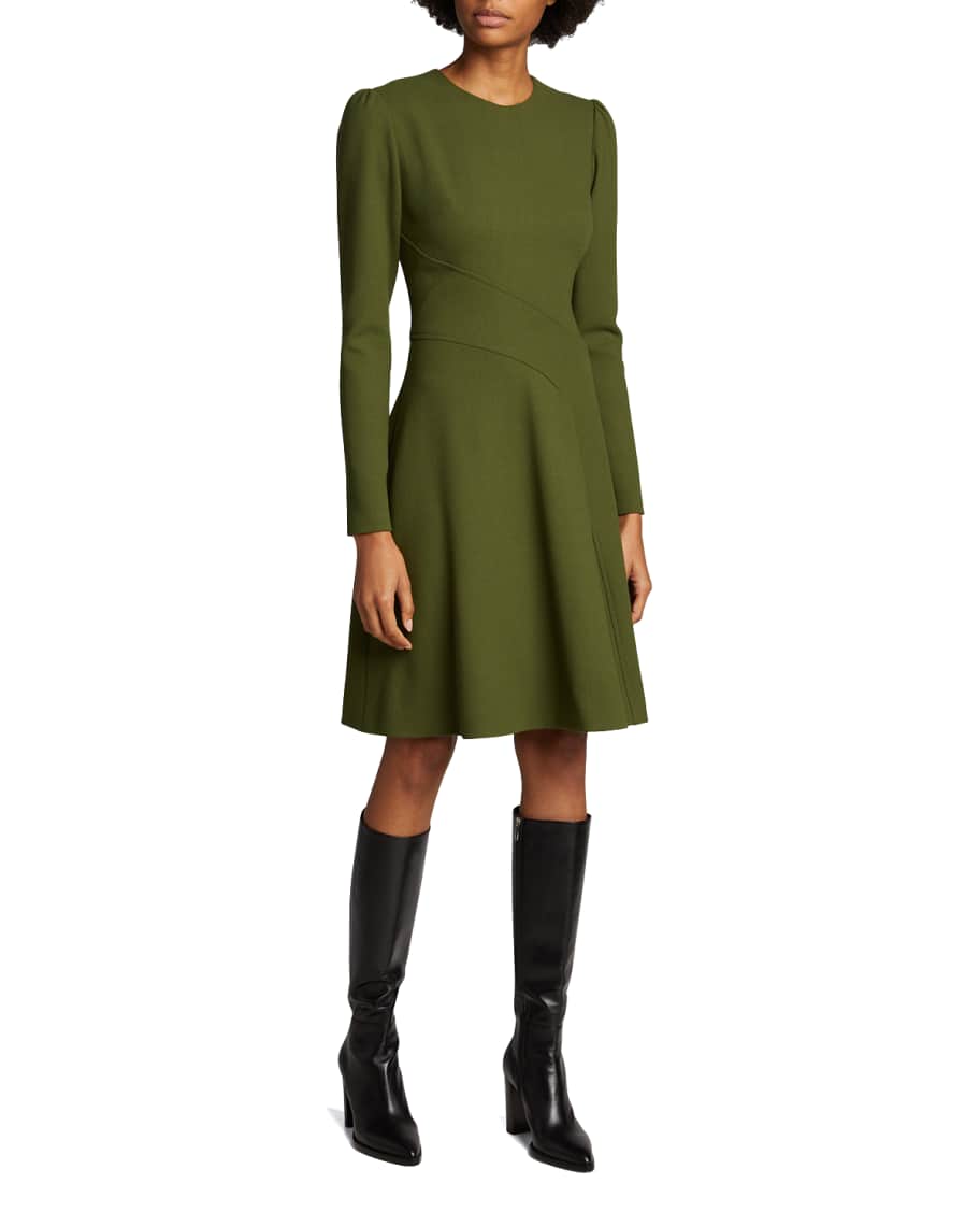 seamed fit and flare dress Fit-and-Flare Seamed Tweed Mini Dress in Ivory